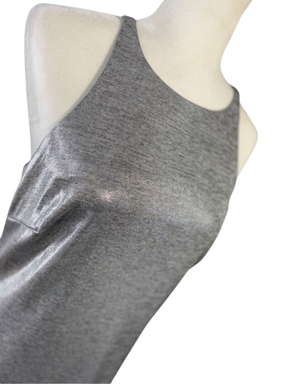 White House Black Market silver metallic sleeveless halter dress - M - Picture 4 of 11